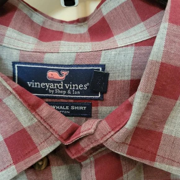 Red Vineyard Vines Plaid Whale Shirt - Picture 5 of 5